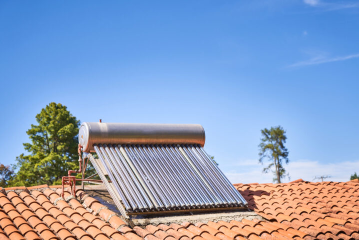 Solar collector water heater alternative ecological, on a roof